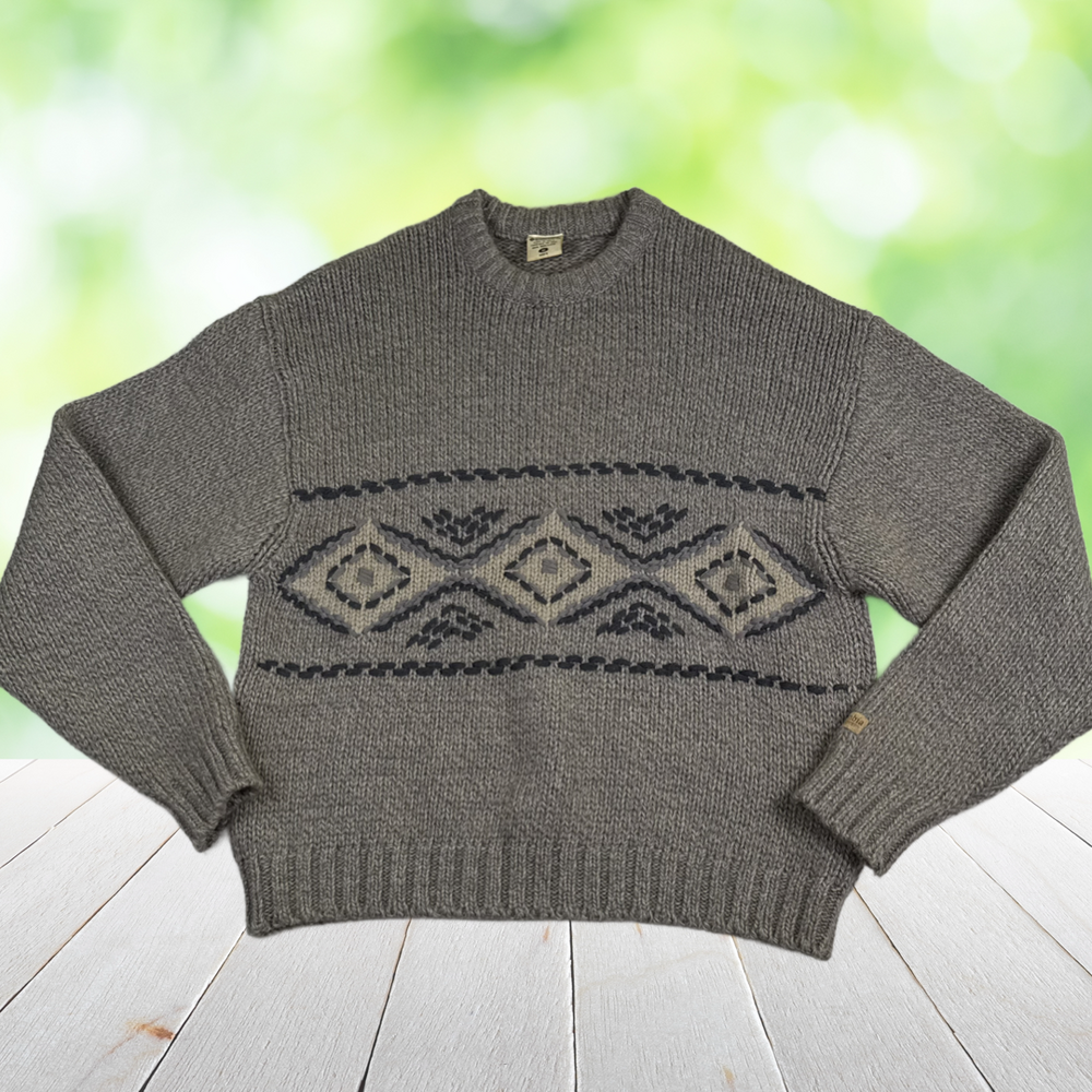 Vintage Y2K COLUMBIA Wool Sweater Hand Embroidered Southwestern Crew Neck Mens M